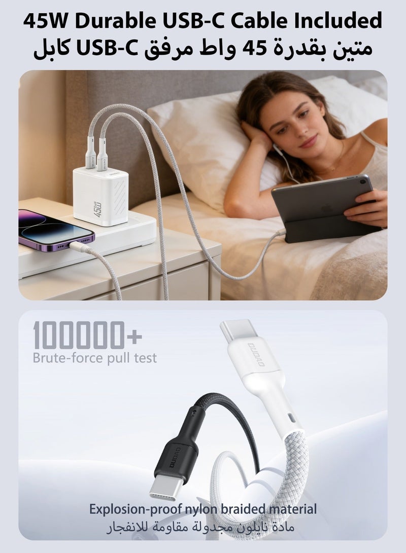 دوداو شاحن سامسونج 45 واط بتقنية GaN، شاحن سريع بمنفذي USB-C، شاحن جداري PD3.0 PPS صغير الحجم، شاحن تايب سي متوافق مع سامسونج Galaxy و iPhone 15 و Huawei، شاحن USB C سريع مع تحكم ذكي في درجة الحرارة - Image 5